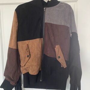 Colorblock Men's Fringe Bomber